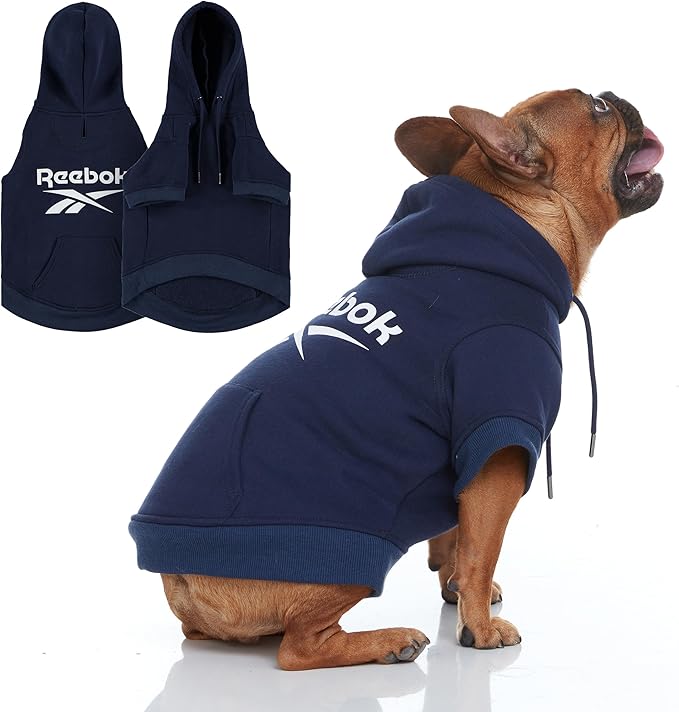 Reebok Dog Hoodie – Fleece Dog Sweater with Leash Hole