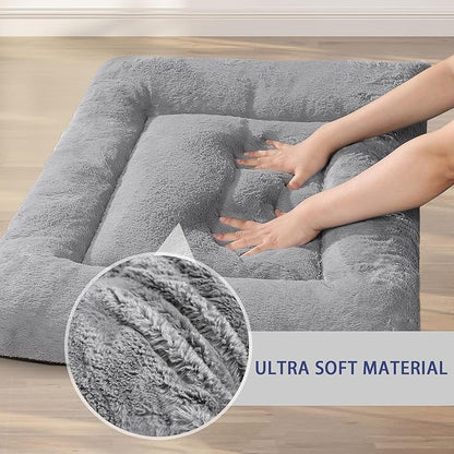 Cat Bed for Indoor Cats Washable Dog Crate Pad Dog Bed Mat for Small Dogs Pet Kennel Pad for Crate with Non-Slip Bottom Grey35x22 Inch