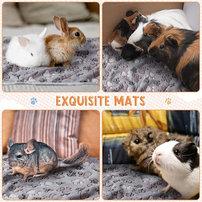 4 Pcs Pet Blanket Dog Puppy Blanket Paw Print Fleece Blanket for Small Medium Pet Dog Cat Warm Soft Sleep Mat Guinea Pig Cage Liners Blanket (Gray Medium(30 x 20.5 Inch))