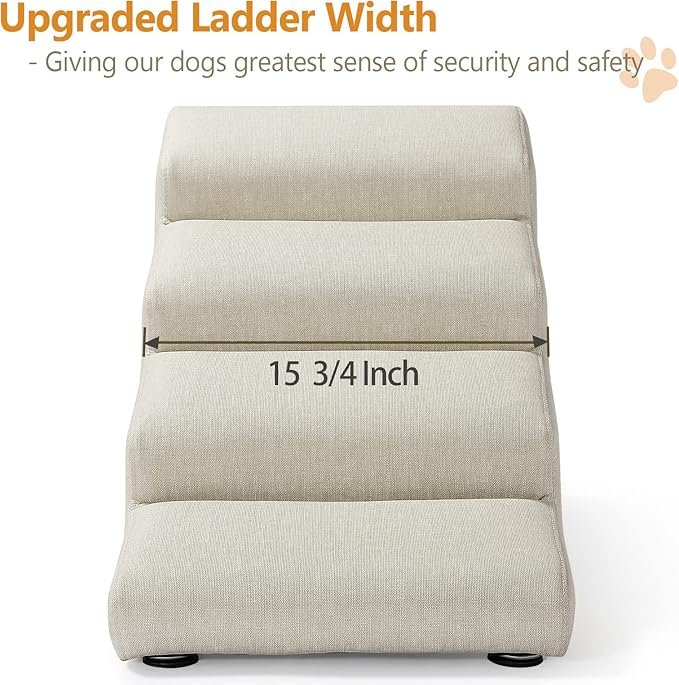 Senneny Imitation linen Faux Leather Dog Stairs 150 lbs, 4 Step
