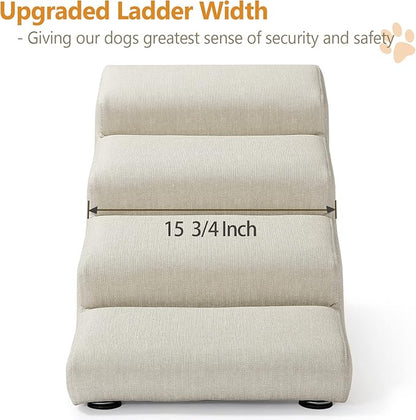 Senneny Imitation linen Faux Leather Dog Stairs 150 lbs, 4 Step