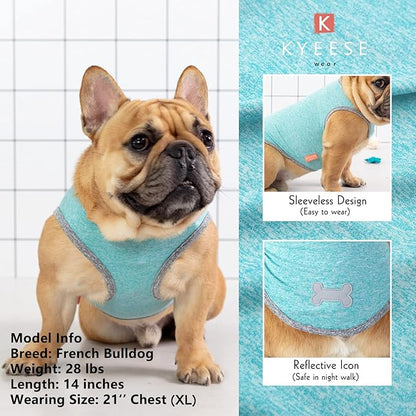 KYEESE 2 Pack Dog Shirts Quick Dry Soft Stretchy Dog T-Shirts with Reflective Label Tank Top Sleeveless Vest Sun Protection Dog Clothes for Small Medium Dogs