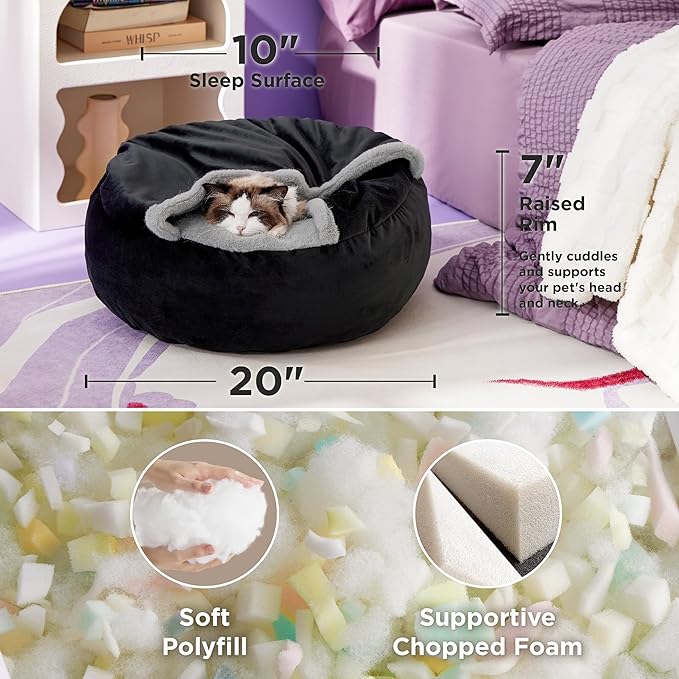 Lesure Cat Bed with Cover Cave 20"