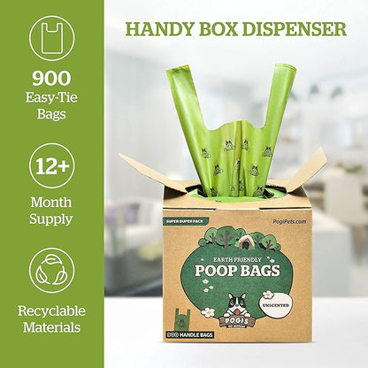 Pogi's Dog Poop Bags with Handles Bulk 900 Unscented