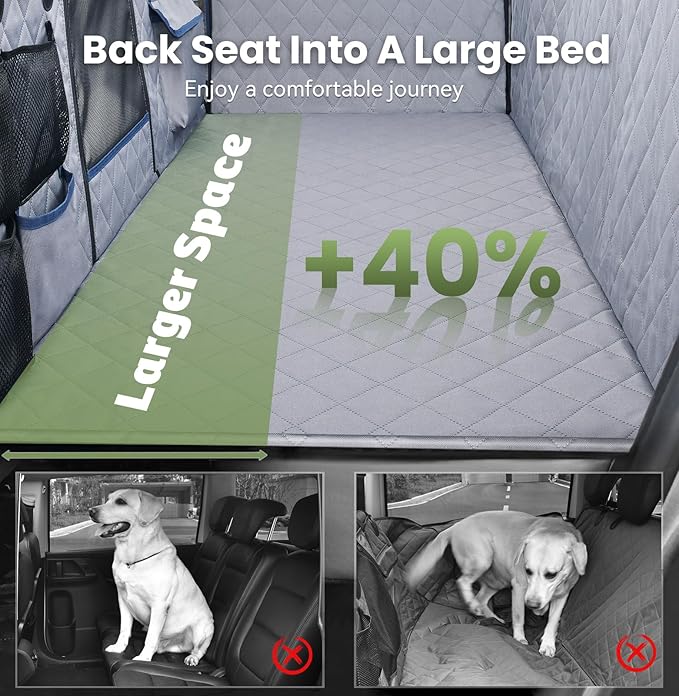 Back Seat Extender for Dogs with Storage