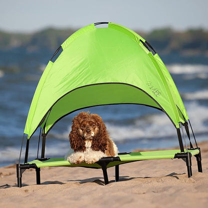 Midlee Green Dog Cot with Canopy (30" x 36")