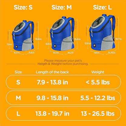 pet Carrier Backpack for Small, Medium and Large Dogs, Adjustable Breathable Oxford Fabric with mesh Window and Safety Belt (Orange, Large)