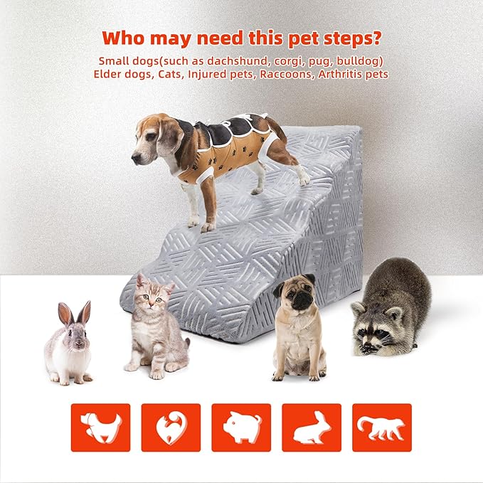 Foam 5 Tier Dog Steps&Stairs for High Beds 25 inches High