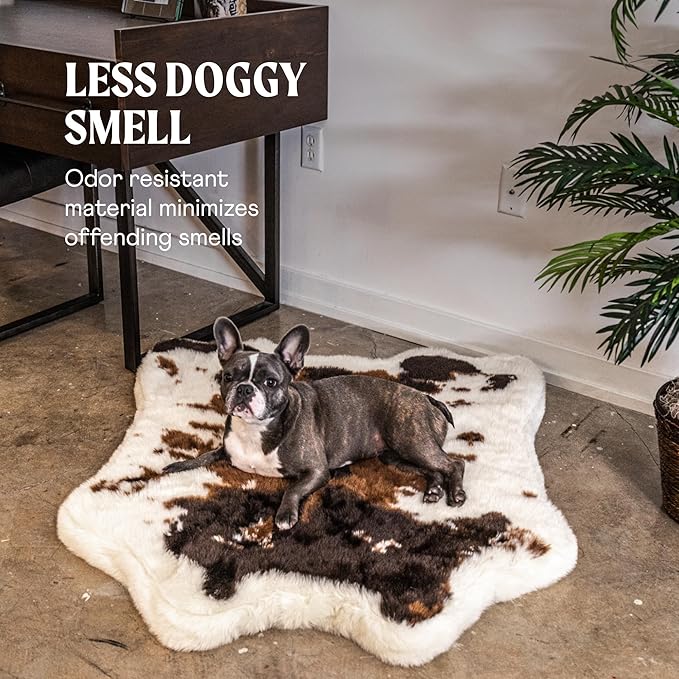 PupRug Orthopedic Dog Bed for Large Dogs with Fluffy Soft Faux Fur and Memory Foam for Joint Pain Relief