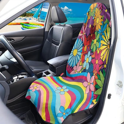 Flower Daisy Auto Seat Cover Waterproof Anti-Slip Front Car Accessories for Automotive Truck SUV Universal Sport Auto Seat Protector from Scratch Sweat Food Fur Dog Kid