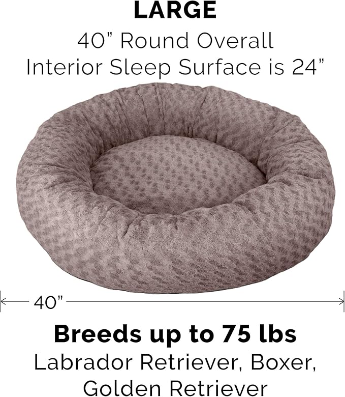 Furhaven 40" Round Donut Dog Bed for Large/Medium Dogs 75 lbs