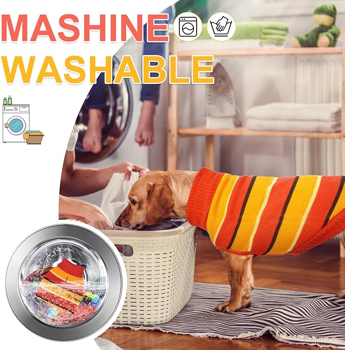 BEAUTYZOO Small Dog Sweater- Striped Pet Sweaters for Spring Summer Dog Clothes, Turtleneck Pullover Knitwear for Small Medium Large Dogs, Warm Coat Easter Outfit for Chihuahua Puppy Cat Boys Girls