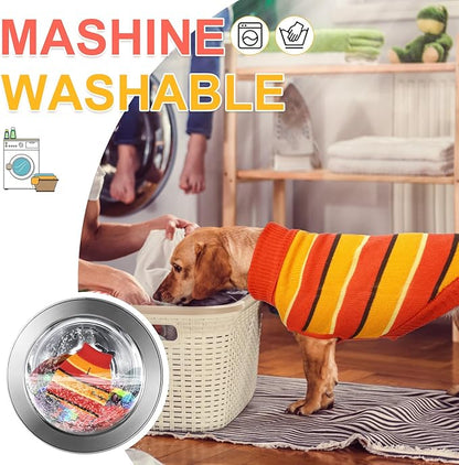 BEAUTYZOO Small Dog Sweater- Striped Pet Sweaters for Spring Summer Dog Clothes, Turtleneck Pullover Knitwear for Small Medium Large Dogs, Warm Coat Easter Outfit for Chihuahua Puppy Cat Boys Girls