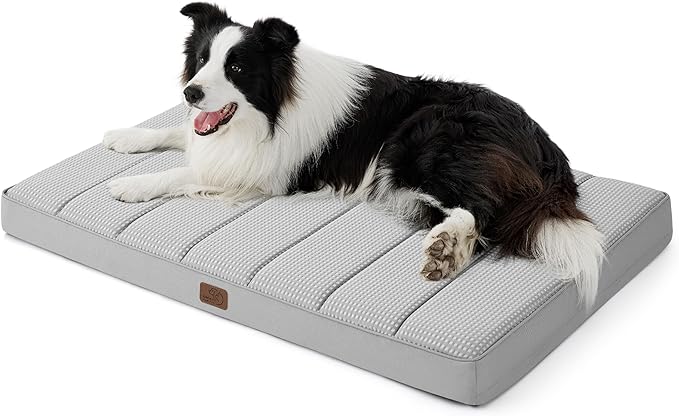 Bedsure Cooling Gel Foam Dog Bed for Large Dogs Cover(41"x29", Grey)
