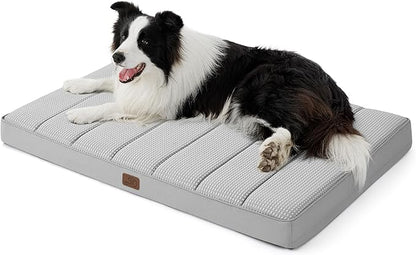 Bedsure Cooling Gel Foam Dog Bed for Large Dogs Cover(41"x29", Grey)