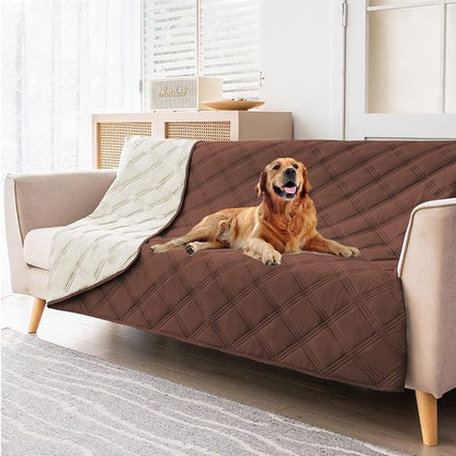 SUNNYTEX Waterproof & Reversible Dog Bed Cover Pet Blanket Sofa, Couch Cover Mattress Protector Furniture Protector for Dog, Pet, Cat, Chocolate+cream 68x82 Inch (Pack of 1)