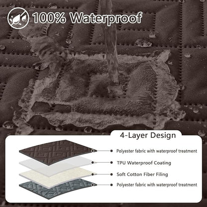 hyha Waterproof Dog Blanket, Soft Dog Bed Cover Pet Blankets, Waterproof Sofa Couch Cover for Dogs Washable, Reversible Pet Couch Covers for Sofa Furniture (82x102 Inch, Chocolate/Dark Grey)