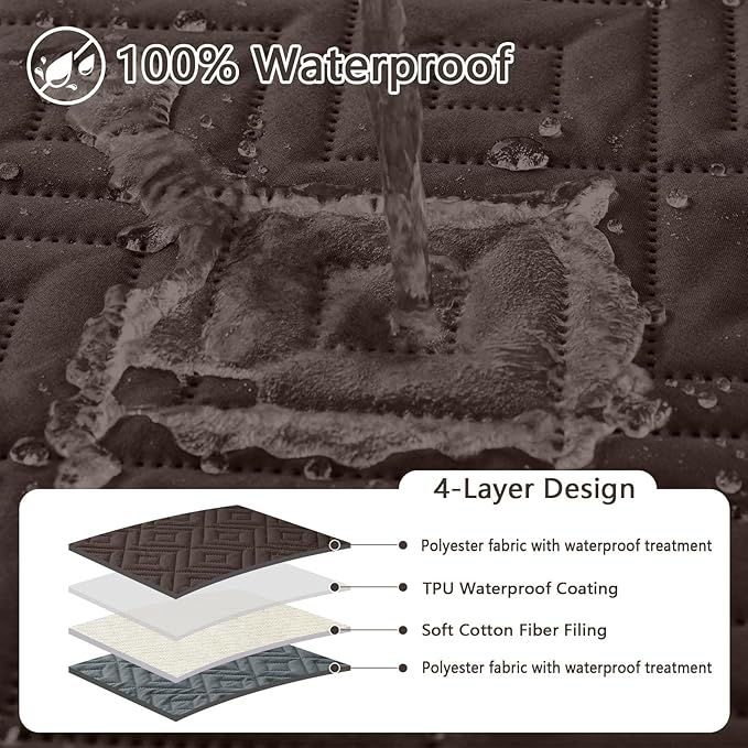 hyha Waterproof Dog Blanket, Soft Dog Bed Cover Pet Blankets, Waterproof Sofa Couch Cover for Dogs Washable, Reversible Pet Couch Covers for Sofa Furniture (68x82 Inch, Chocolate/Dark Grey)