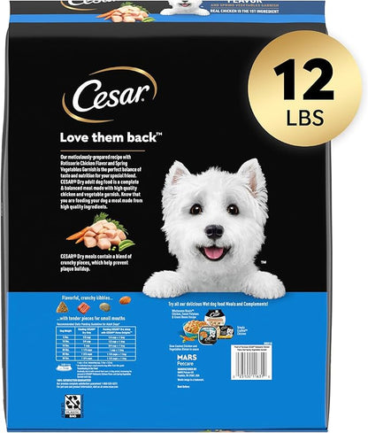 CESAR Small Breed Dry Dog Food Rotisserie Chicken Flavor and Spring Vegetables Garnish, 12 lb. Bag