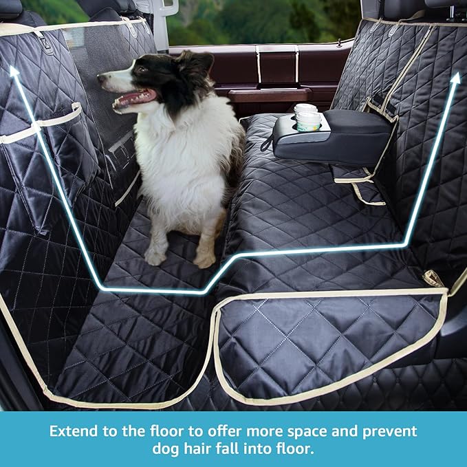 Lassie 4 in 1 Dog Floor Hammock for Crew Cab,100% Waterproof Backseat Cover Dog Seat Covers, Bench Protector for Ford F150, Chevy Silverado,GMC Sierra,Toyota Tundra,Ram 1500 Truck etc