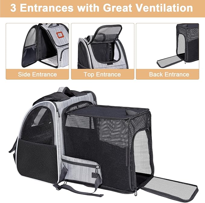 Cat Carrier Backpacks Expandable Cat Backpacks for Carrying Cats Up to 20 Lb