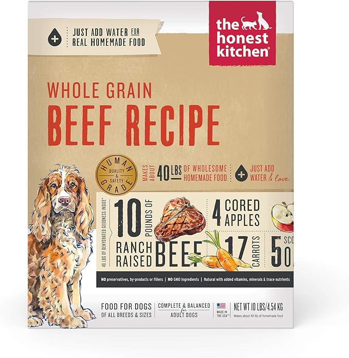 The Honest Kitchen Dehydrated Whole Grain Beef Dog Food, 10 lb Box