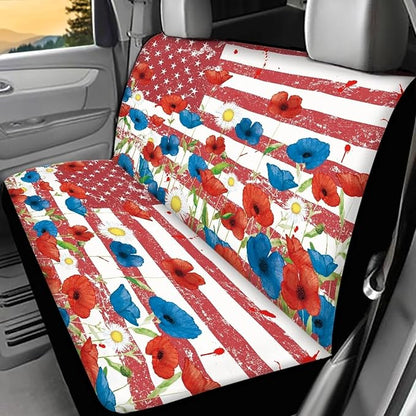 AFPANQZ Flowers USA Flag Back Seat Cover Non-Slip
