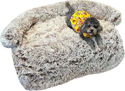 Calming Dogs/Cats Bed Fluffy Plush Dogs/Cats Mat for Furniture Protector with Waterproof Lining