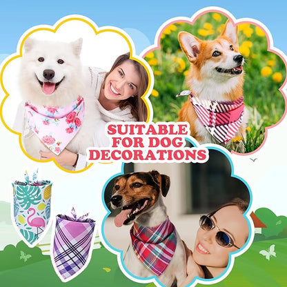 100 Pcs Plaid Dog Bandanas Pet Bandanas Bulk