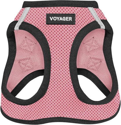 Voyager Step-in Air Dog Harness - All Weather Mesh Step in Vest Harness for Small and Medium Dogs and Cats by Best Pet Supplies - Harness (Pink/Black Trim), M (Chest: 16-18")