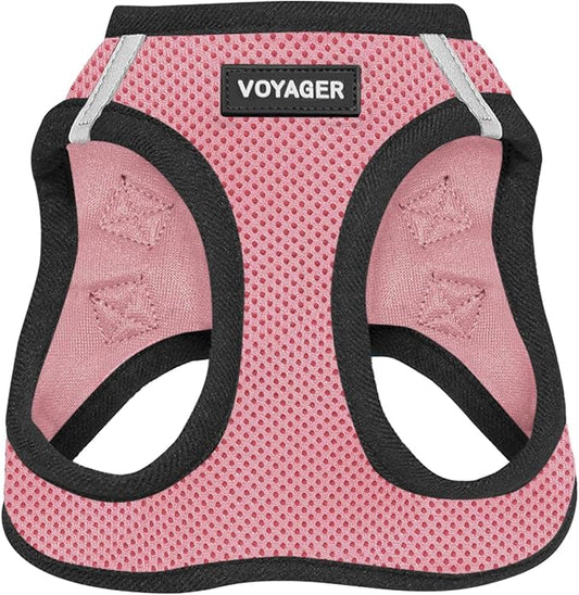 Voyager Step-in Air Dog Harness - All Weather Mesh Step in Vest Harness for Small and Medium Dogs and Cats by Best Pet Supplies - Harness (Pink/Black Trim), XX-Small