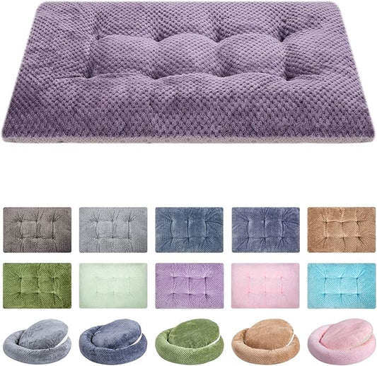 WONDER MIRACLE Fuzzy Deluxe Pet Beds, Super Plush Dog or Cat Beds Ideal for Dog Crates, Machine Wash & Dryer Friendly (23" x 35", L-Grape Purple)