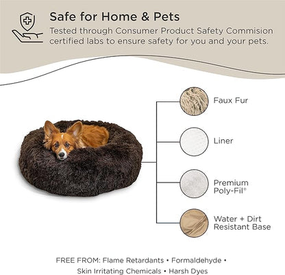 Best Friends by Sheri The Original Calming Donut Cat and Dog Bed in Shag Fur Dark Brown 30"