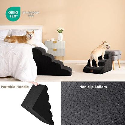 EHEYCIGA Curved Dog Stairs for Small Dogs 15.7" H 3-Step Dog