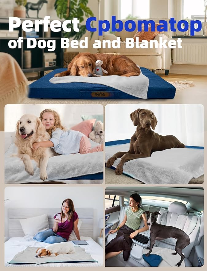 Sytopia Orthopedic Extra Large Dog Beds with Detachable Blanket