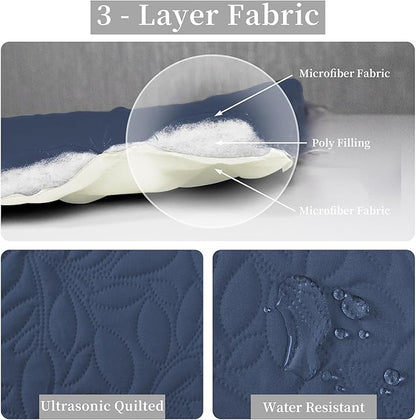 Easy-Going Waterproof Dog Bed Cover Reversible Leak Proof Pet Blanket Replacement Mat for Furniture Washable Couch Cover Sofa Cover for Dogs Cat(30x70 Inch, Navy/Ivory)