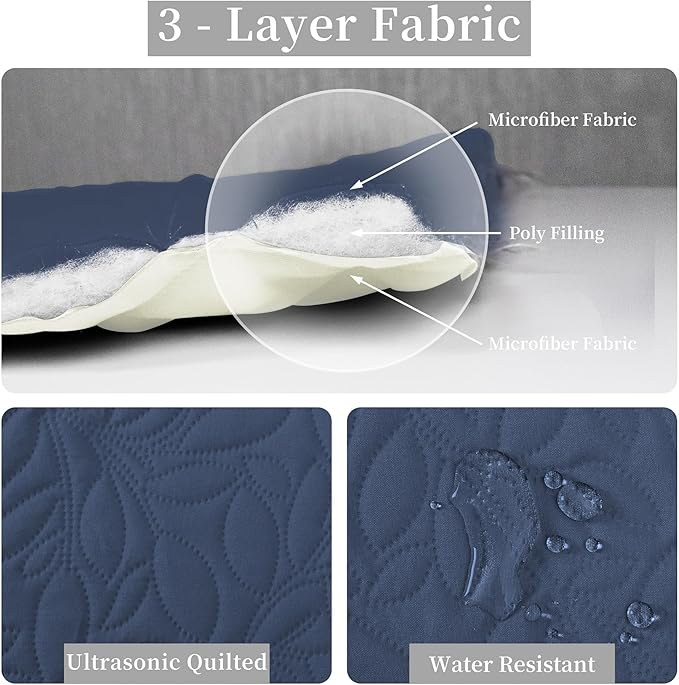 Easy-Going Waterproof Dog Bed Cover Reversible Leak Proof Pet Blanket Replacement Mat for Furniture Washable Couch Cover Sofa Cover for Dogs Cat(30x53 Inch, Navy/Ivory)