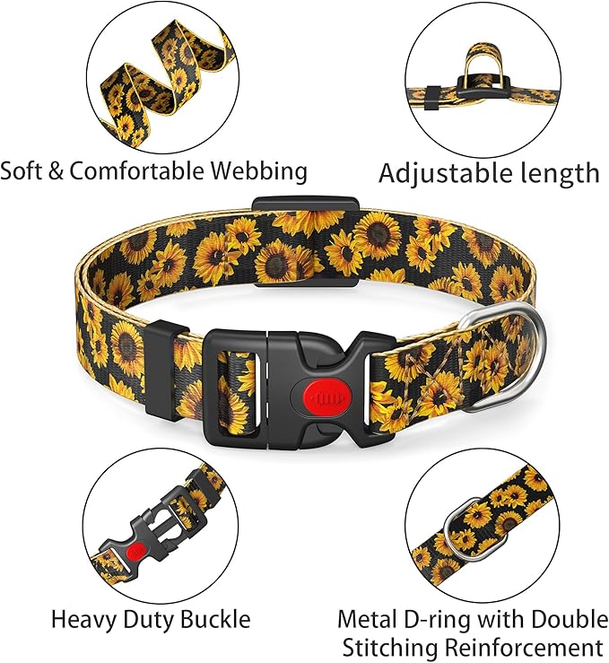 Cute Floral Dog Collar for Small Medium Large Dogs 1,L