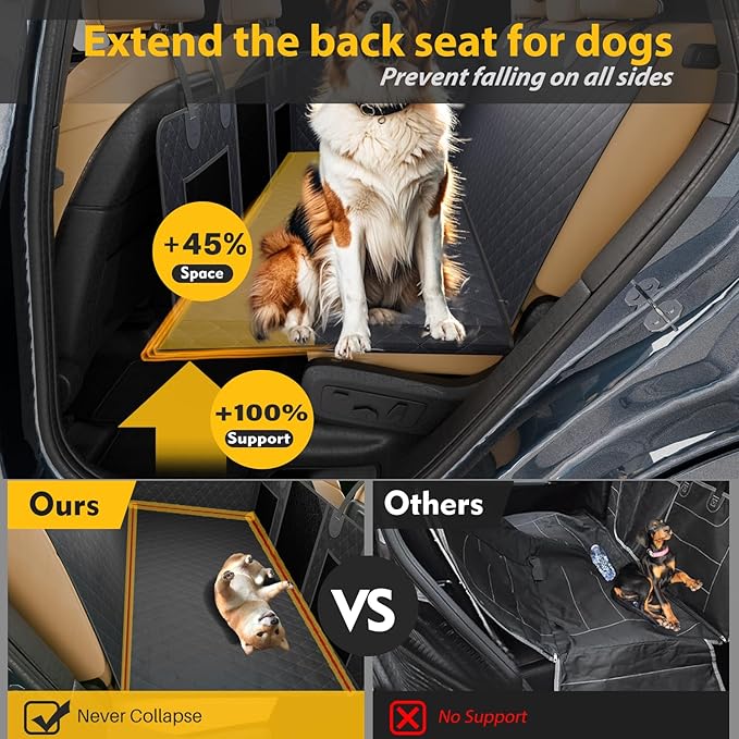 Car Dog Seat Cover Hard Bottom 500lbs Dog 1050D Heavy