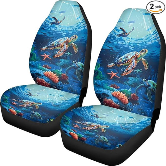Sea Turtle Printed Car Seat Covers Washable Seat Protector for Women Men Bottom Seat Cushion Covers