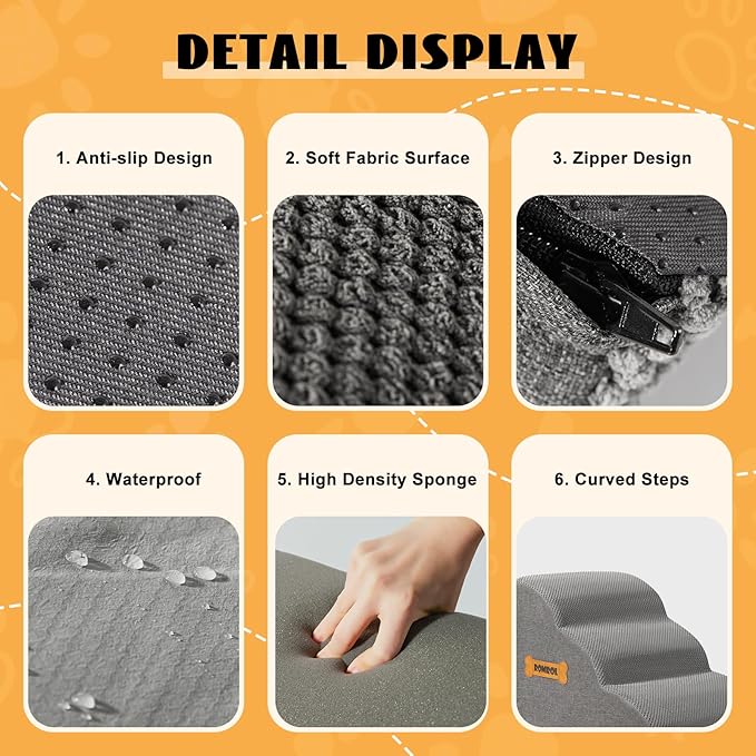 Romrol Dog Stairs Ramp for Bed 15.7”H 3