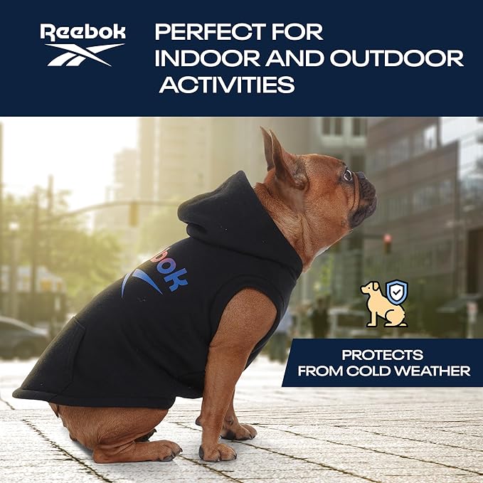 Reebok Dog Hoodie – Fleece Dog Sweater with Leash Hole