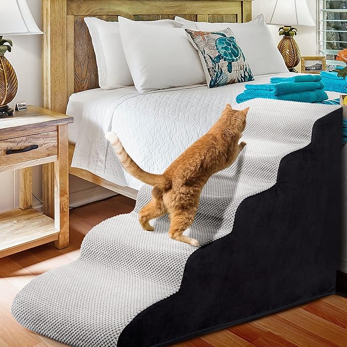 Foam 5 Tier Dog Steps&Stairs for High Beds 25 inches High
