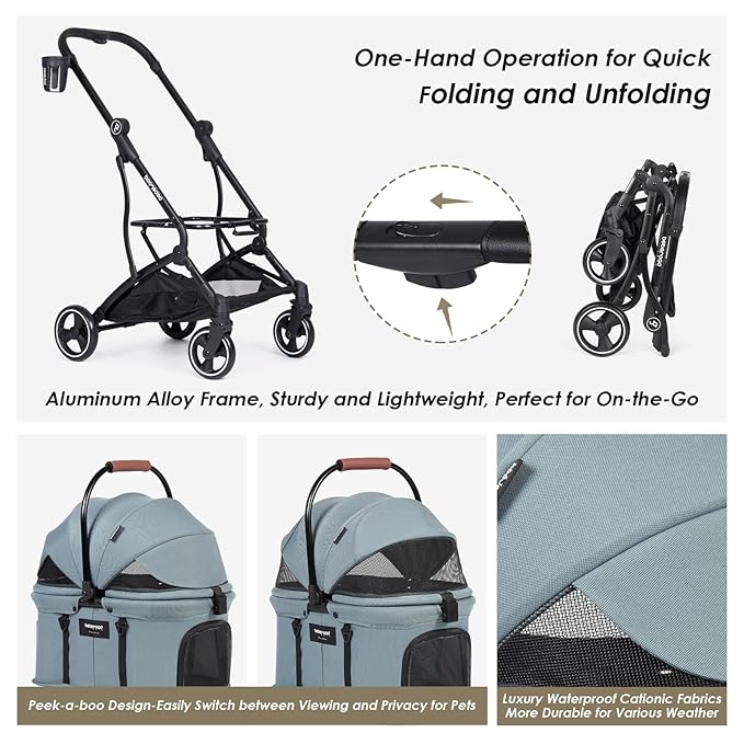 T3 Pet Stroller 3 in 1 Dog Cat Stroller for Small Medium Dogs Cats