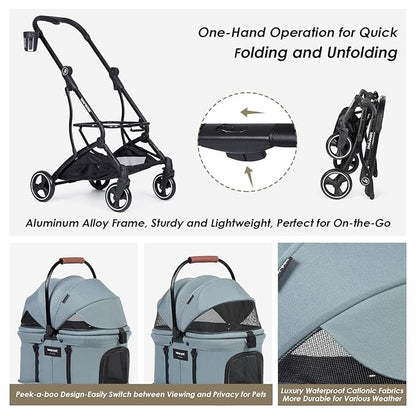 T3 Pet Stroller 3 in 1 Dog Cat Stroller for Small Medium Dogs Cats