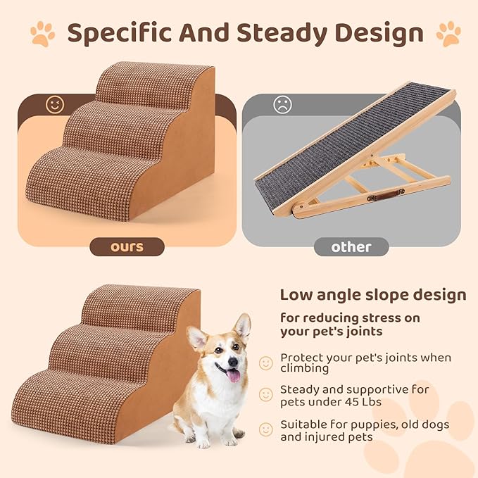 Dog Stairs for Small Dogs 3-Tier Dog