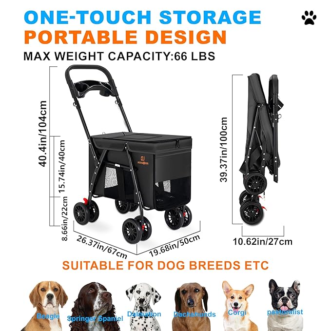 Pet Strollers 3-Door, Folds