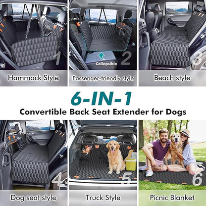 Back Seat Extender for Dogs-Supports 400lb Bottom-Detachable,600D Heavy