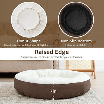 Love's cabin Round Donut Cat and Dog Cushion Bed 30in Pet