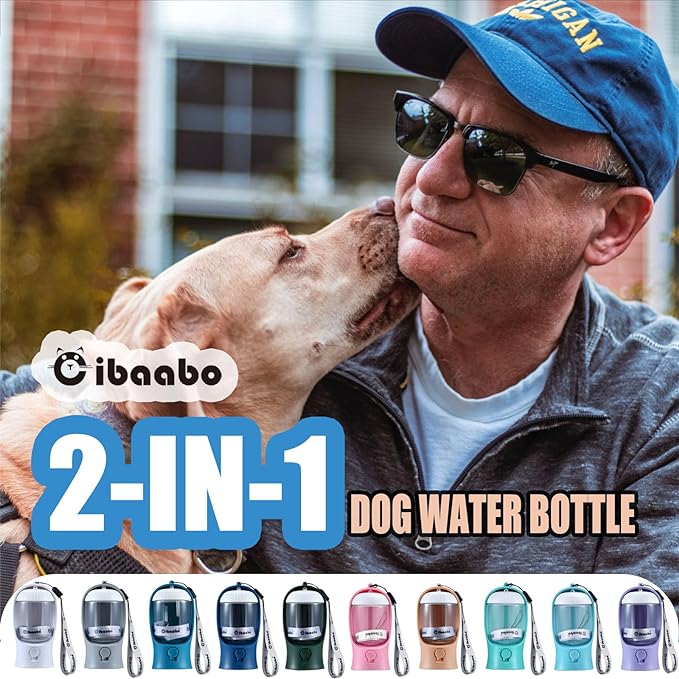 Dog Water Bottle with Food Container, Travel Puppy Water Bowl, Portable Pet Dispenser, Dog Stuff Accessories Items, Puppy Essentials Necessities for Yorkie Chihuahua Cat Walking and Hiking